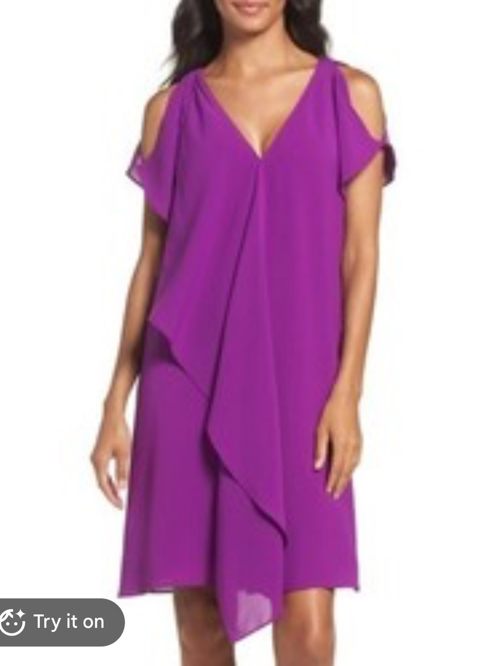 Adrianna Papell Vibrant Purple V-Neck Midi Dress